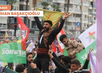 İzmir Newroz’u: ‘Birbirimizin elini ve zalim Dehakların peşini bırakmayacağız’